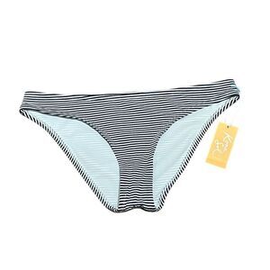 Kona Sol Navy And White Stripe Hipster Swim Bottoms, Size S, NWT